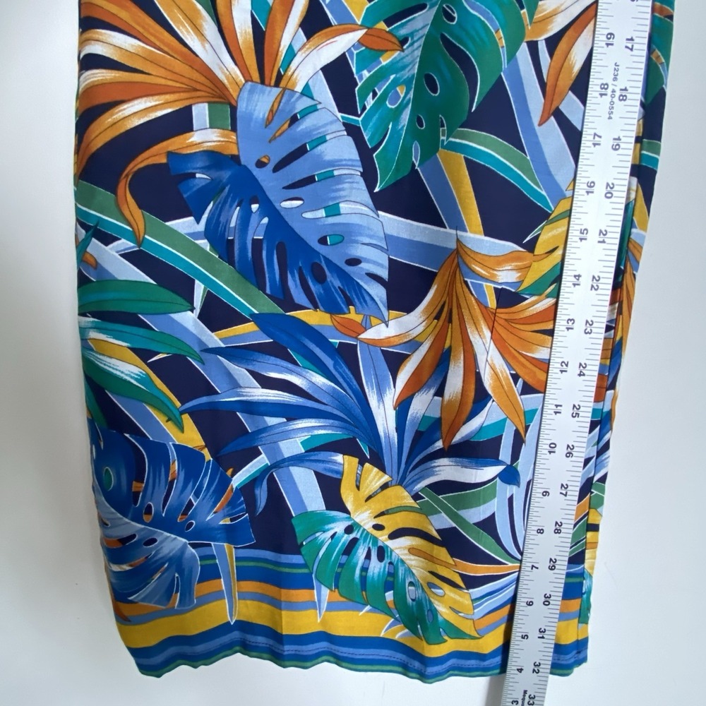 Tropical Multicolor Wide Leg Palazzo Pants Women L Belted Boho Beachy Summer - Picture 5 of 7